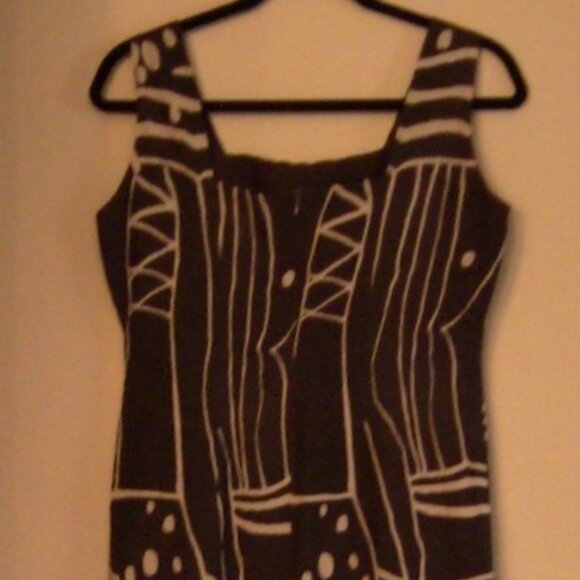 Long Brown Dress Summer Maxi Geometric Pattern Lined Sz 8 Evening D'Allaird - Picture 3 of 6